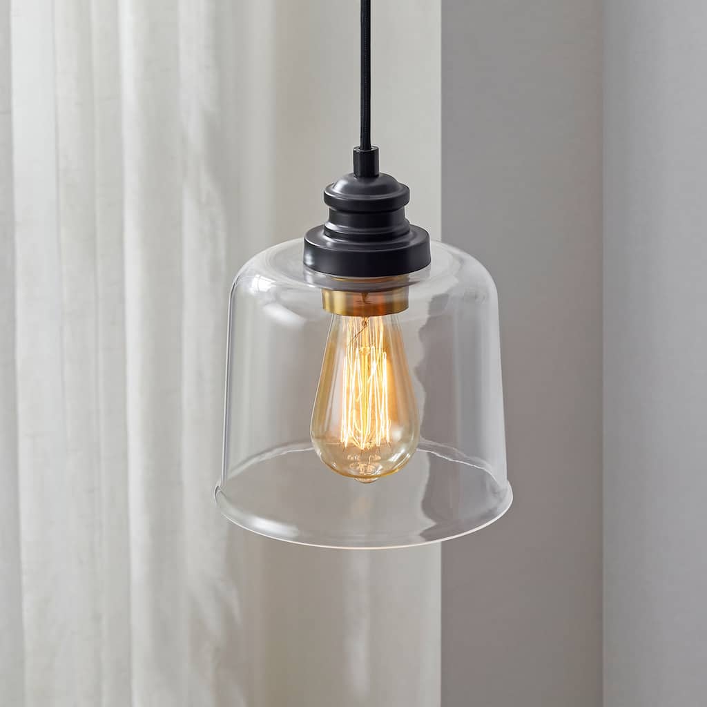 KAWOTI 1-Light Mini Pendant Light with Glass Shade - Adjustable up to 82"