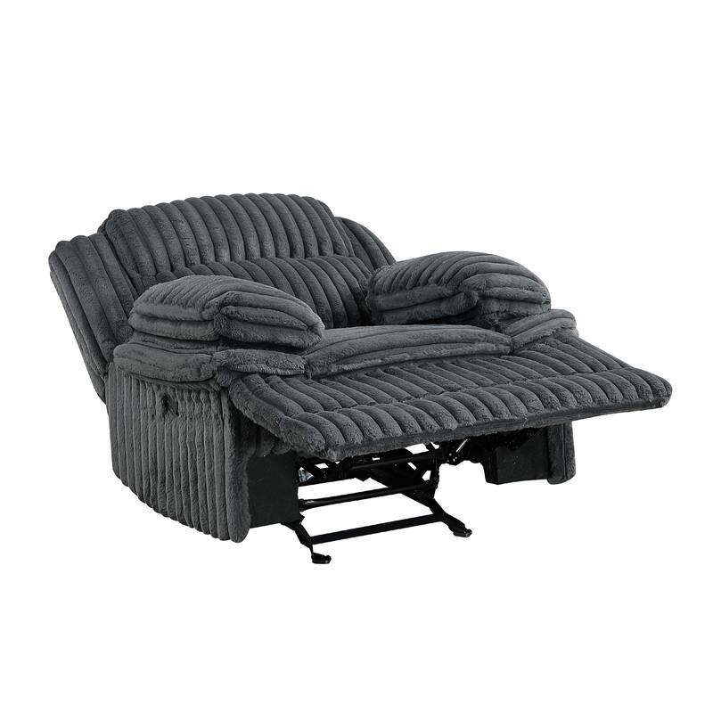 Rexy Manual Glider Reclining Chair, Textured Dark Gray Corduroy