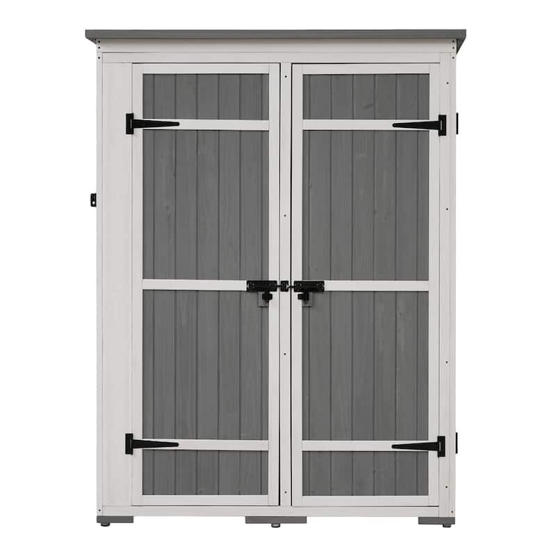 Outdoor Lockable Wood Storage Shed with Waterproof Roof and Shelves