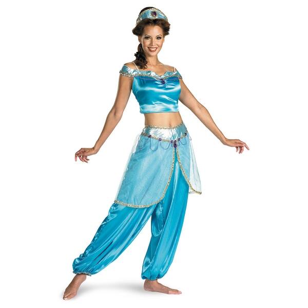 Shop Disney Aladdin Deluxe Princess Jasmine Adult Costume Medium 8 10 Blue Overstock 13724117