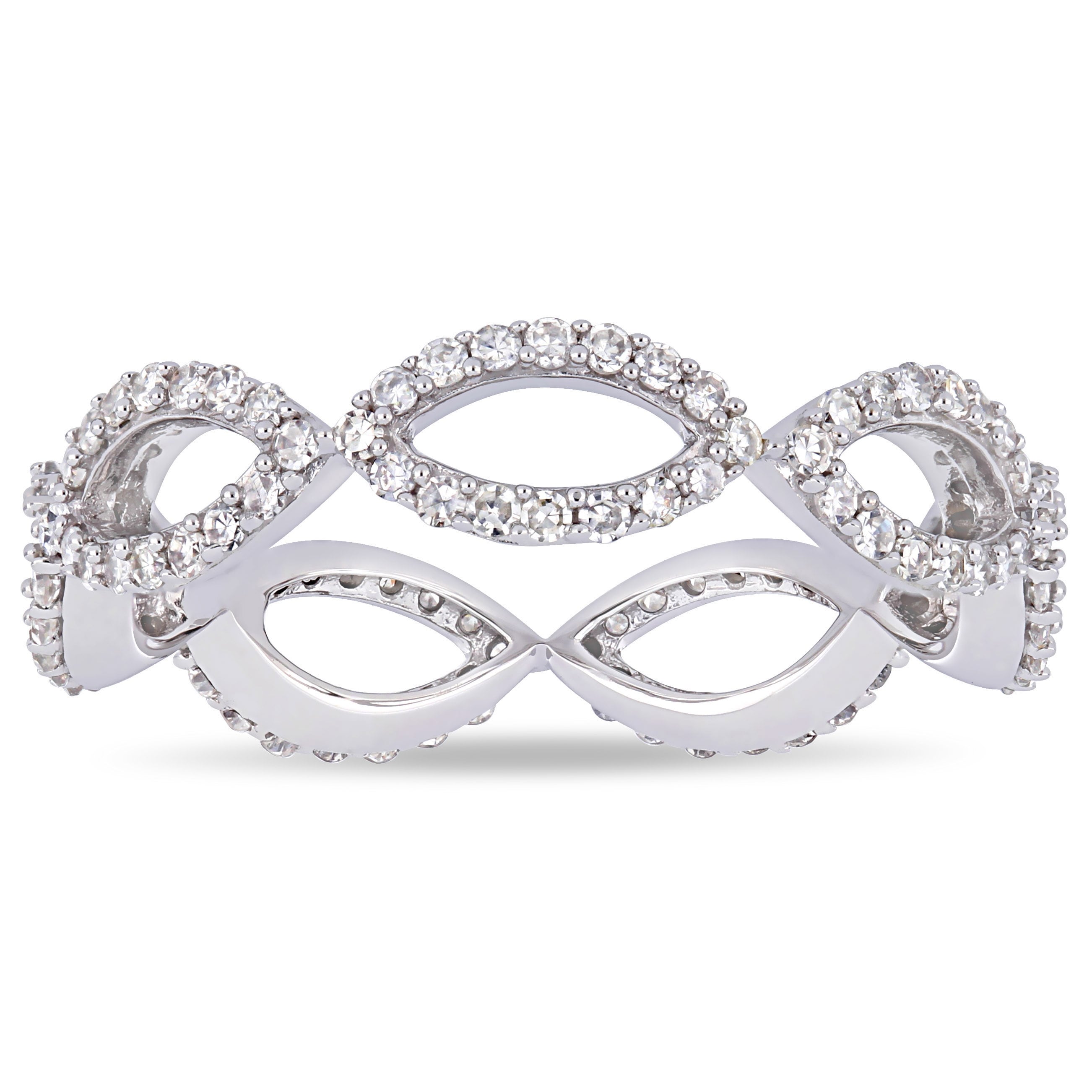 Miadora 14k White Gold 3/5ct TDW Diamond Infinity Anniversary Band