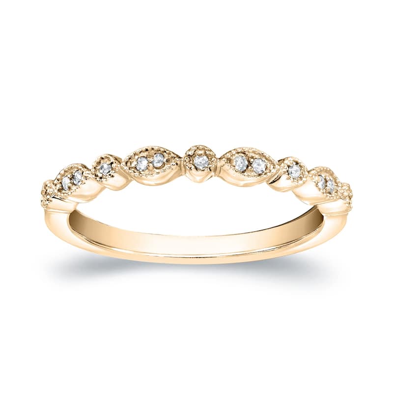 Auriya 14k Gold 1/10ctw Vintage Diamond Wedding Band