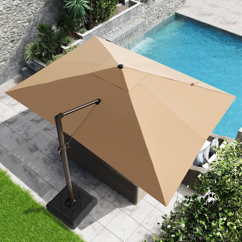 10 x 13 FT Outdoor Shade Canopy Patio Cantilever Offset Umbrella with Base