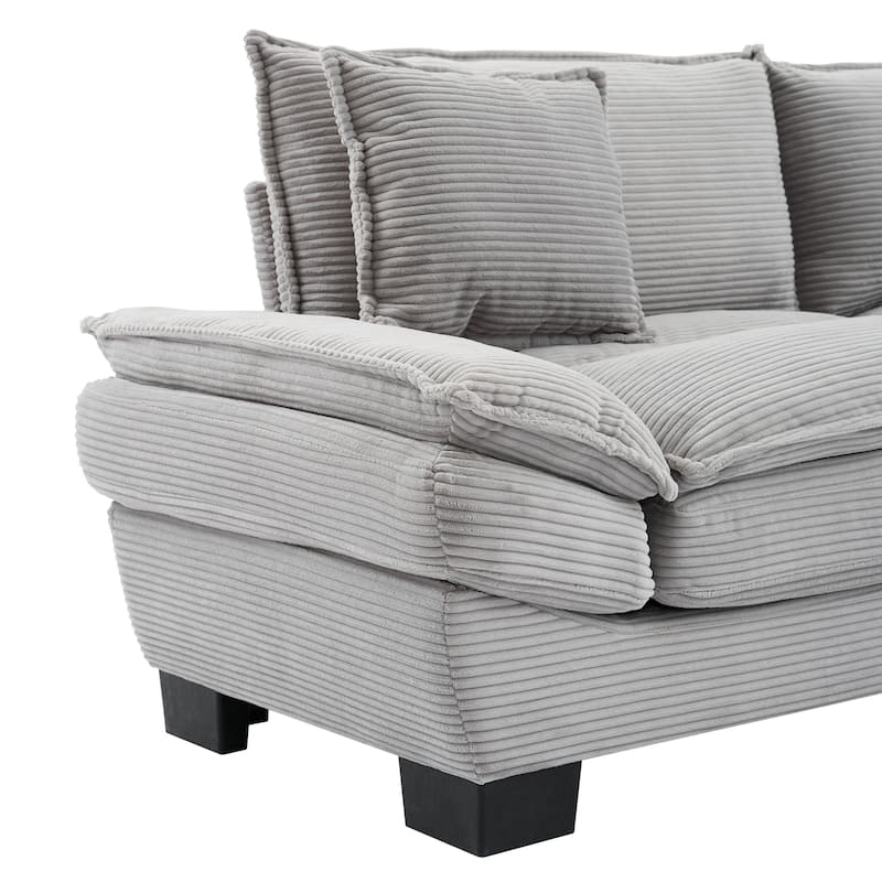 Corduroy Couch Loveseat Sofa with Pillows,Comfy Upholstered Deep Seat Sofa for Bedroom,Living Room,Office