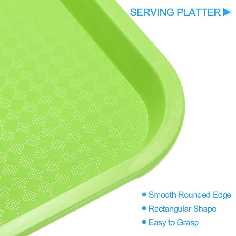 10" x 14" Plastic Fast Food Trays Bulk Rectangular Serving Trays, Green