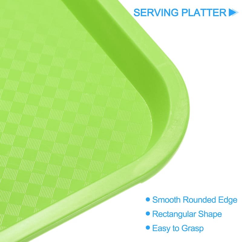 12" x 16" Plastic Fast Food Trays Bulk Rectangular Serving Trays, Green