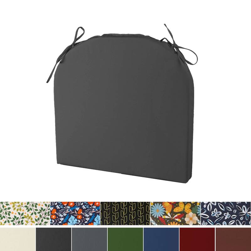 Set of 4 Solid Soft Outdoor Patio Deep Seat Cushion - 17x16x2" Round Corner - Dark Gray