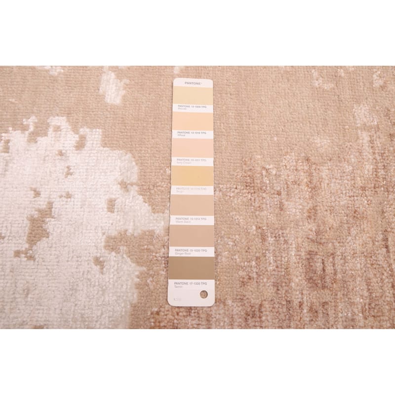 ECARPETGALLERY Hand-knotted Legacy Tan Silk, Wool Rug - 2'6 x 12'2