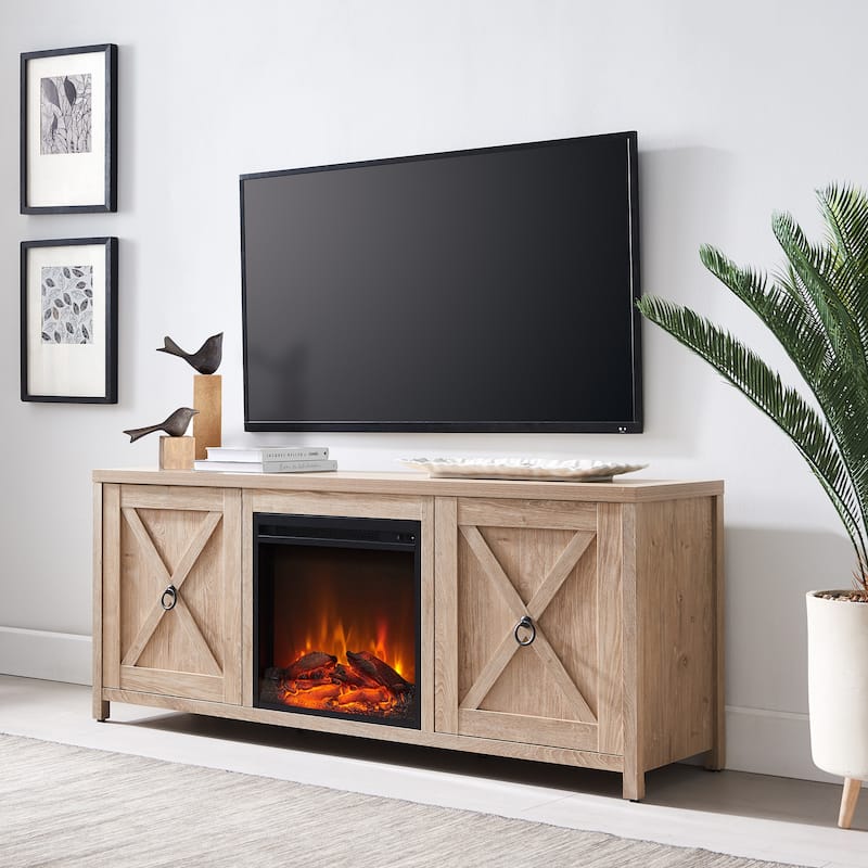 Granger 58" TV Stand with Log Fireplace Insert