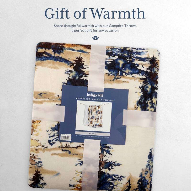 Indigo Hill by HiEnd Accents Campfire Sherpa Fleece Throw, 1PC or 3PC