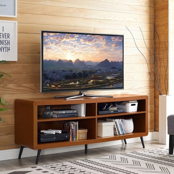 Shop We Furniture 58 Rounded Corner Wood Console Acorn Black Overstock 23060734