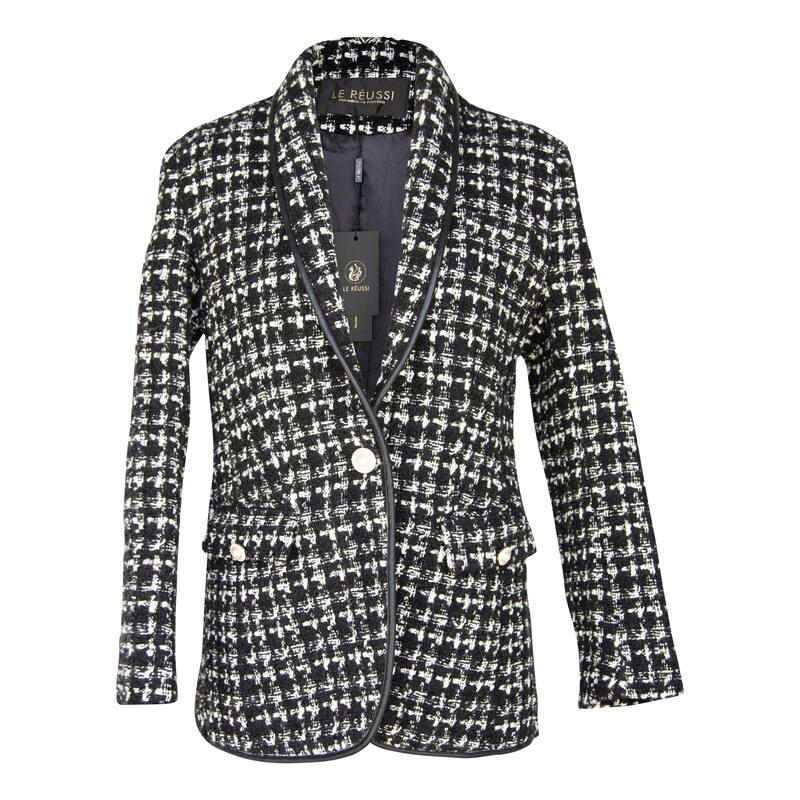 Black & White Tweed Checkers Jacket - L