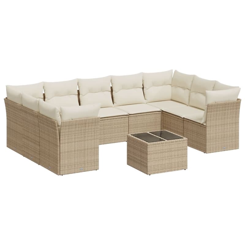 vidaXL Garden Sofa Set Beige PE Rattan Large Modular Garden Sofa Set - 21.7 x 21.7 x 14.6