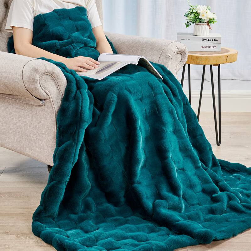 Home Soft Things Brick Textured FauxFur Throw Decorative Blankets