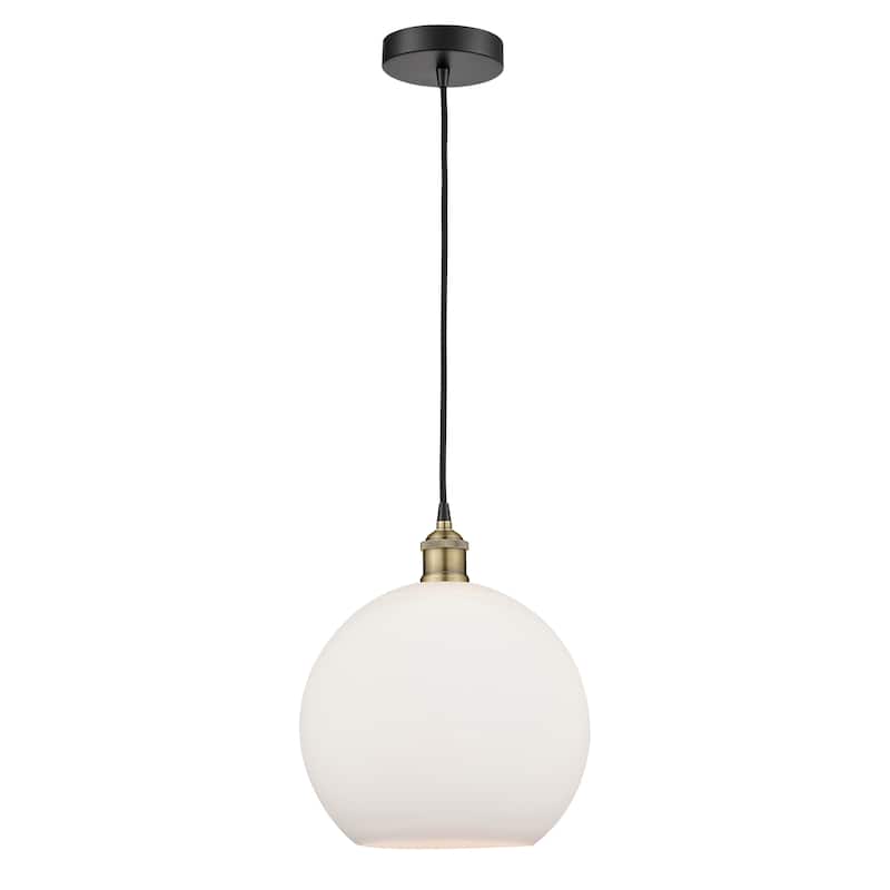 Innovations Lighting Athens - 1 Light 12" Cord Hung Mini Pendant. - Black Antique Brass/Matte White
