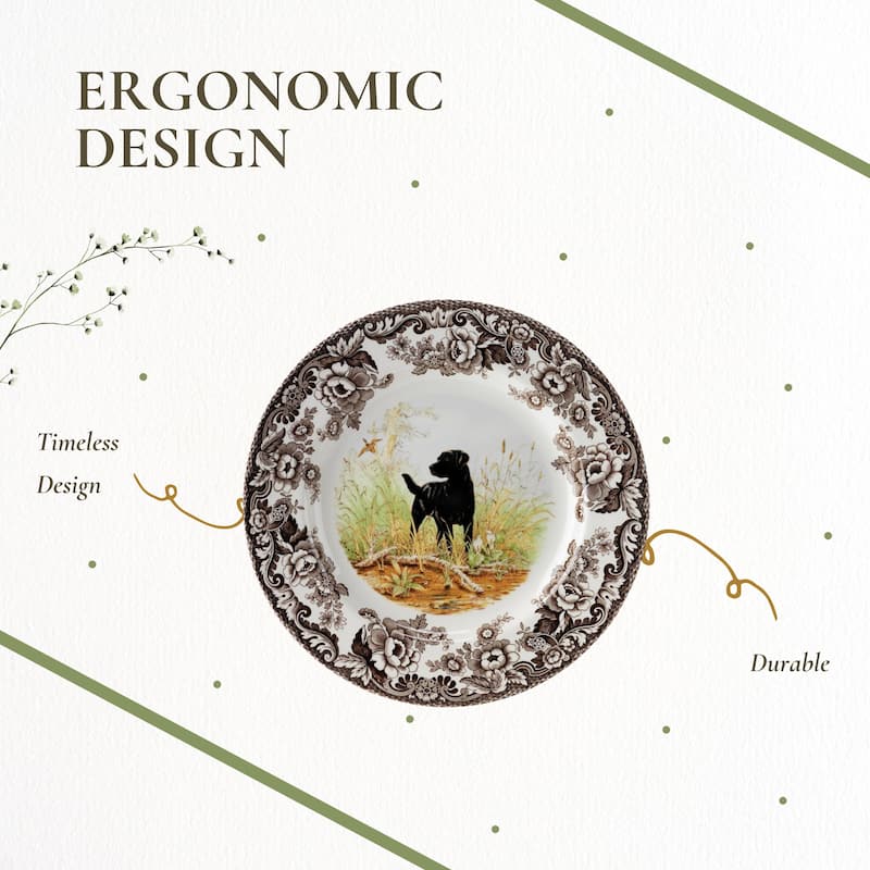 Spode Woodland Ascot Cereal Bowl Assorted Dogs - 8 Inch