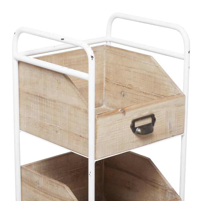 Wood Rolling 3 Drawer Storage Cart - Brown - Roche River Decor