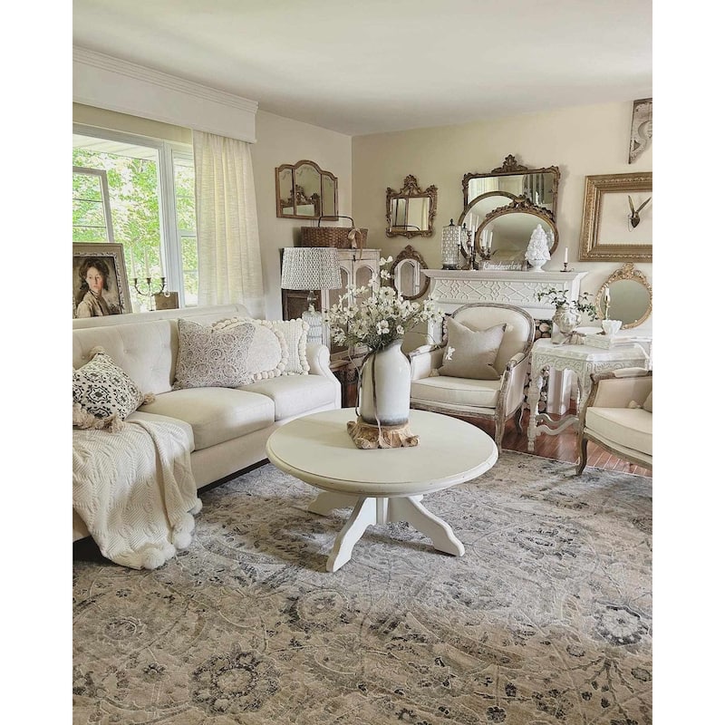 Hauteloom Erbacon Living Room, Bedroom Area Rug - Beige, Black, Charcoal - 2' x 2'11"