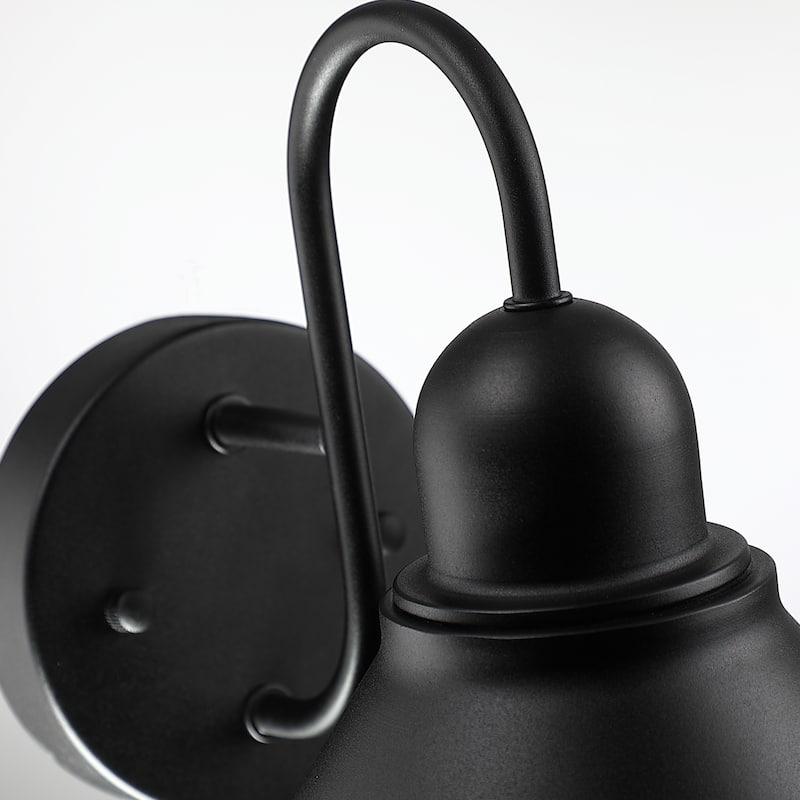 1-Light Black Outdoor Wall Sconce Gooseneck Barn Light set of 2 - 8.2in wide