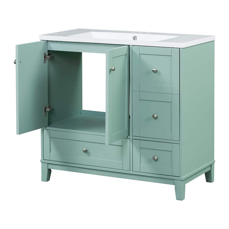 Bathroom Vanity with USB Charging, Single Basin Vanity Set with Undermount Sink, Bathroom Storage Cabinet with 3 Drawers