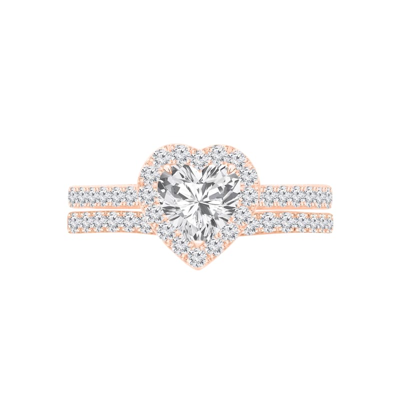 Auriya 1 1/2ctw Heart-cut Halo Diamond Engagement Ring Set 14k Gold