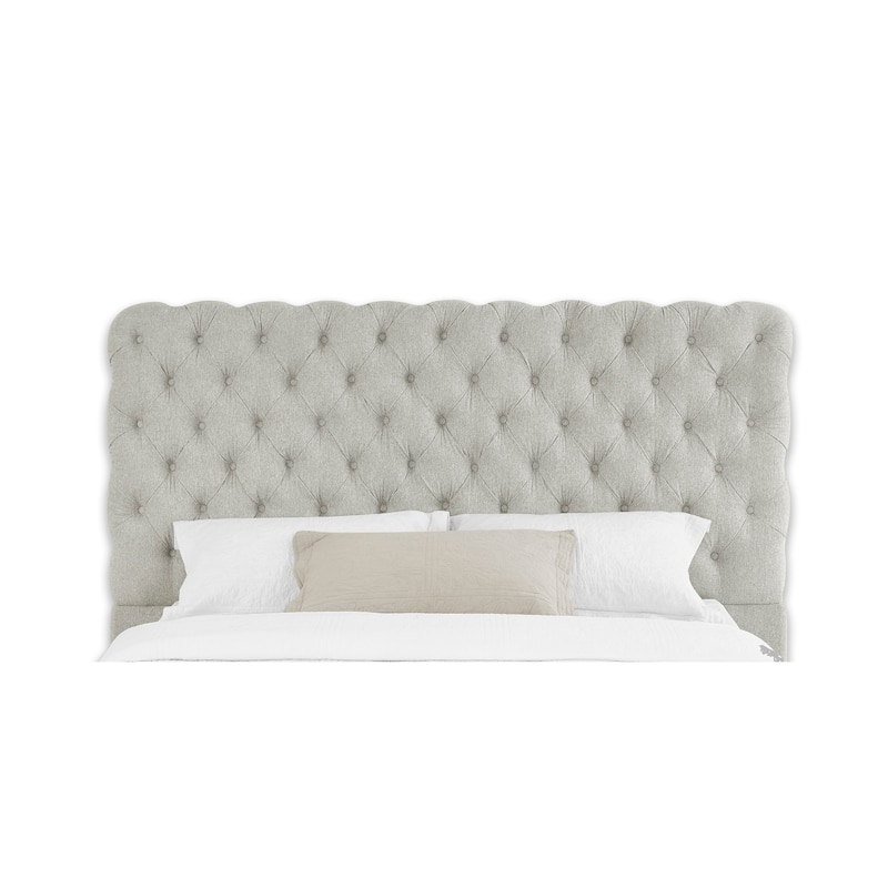 1pc Contemporary Upholstered King Bed Tufted Headboard and Footboard Bedroom Furniture Dove Gray