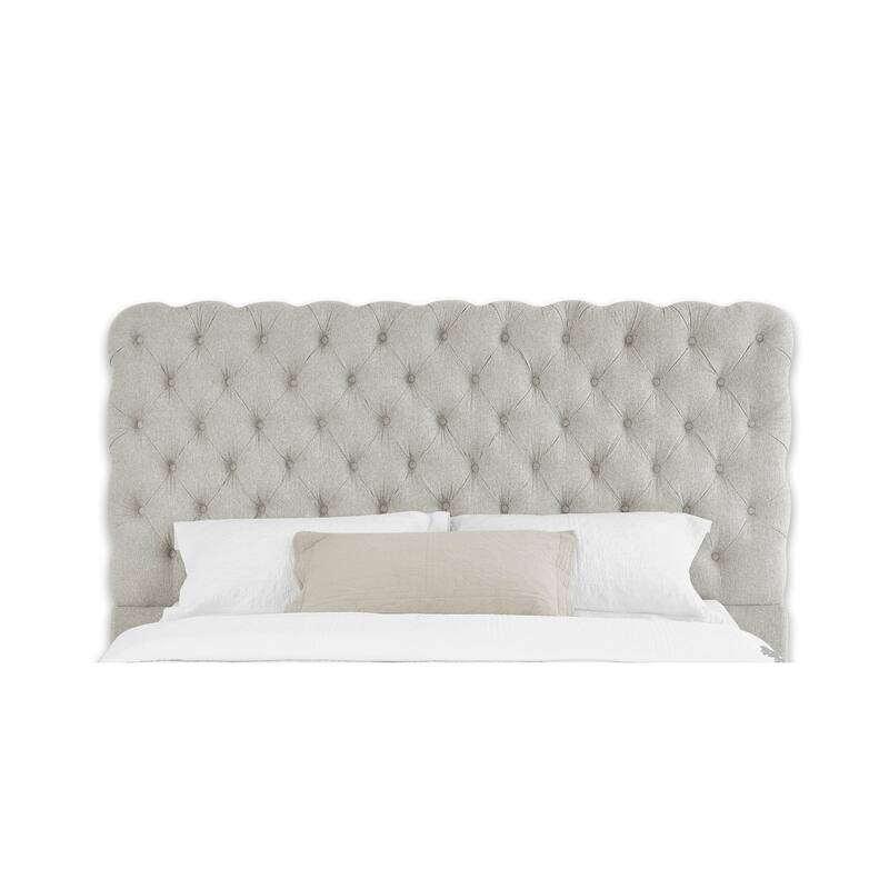1pc Contemporary Upholstered Queen Bed Tufted Headboard and Footboard Bedroom Furniture Dove Gray
