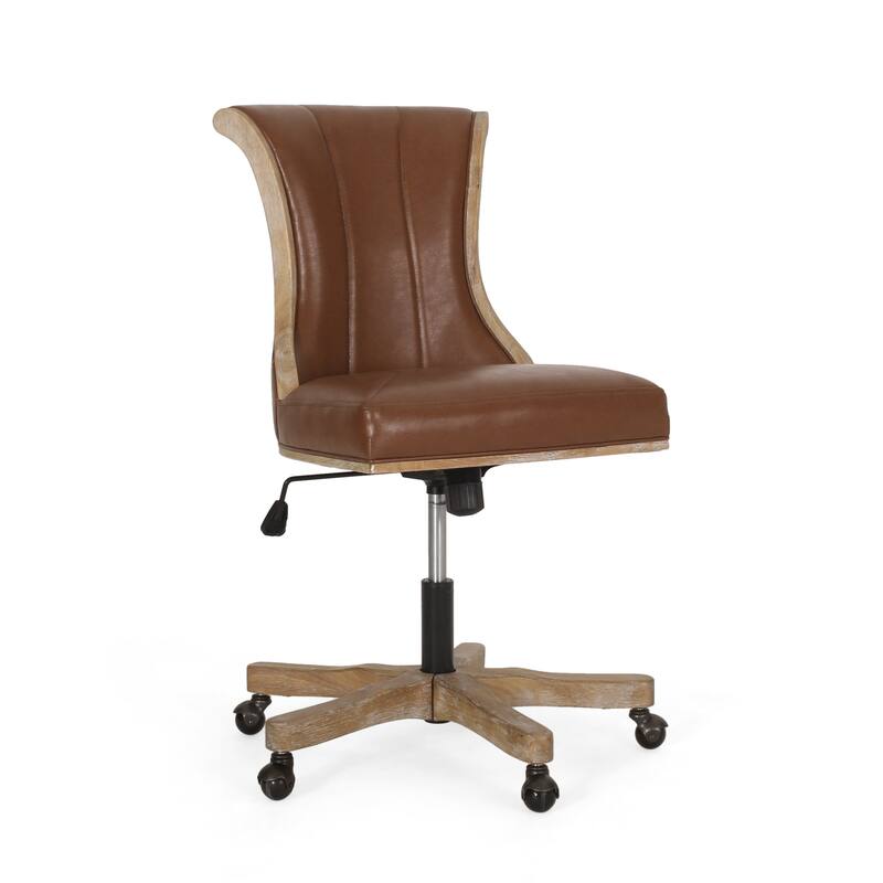 Coulee Upholstered Roll Back Swivel Office Chair by Christopher Knight Home - 24.75" L x 27.75" W x 35.50-40.00" H