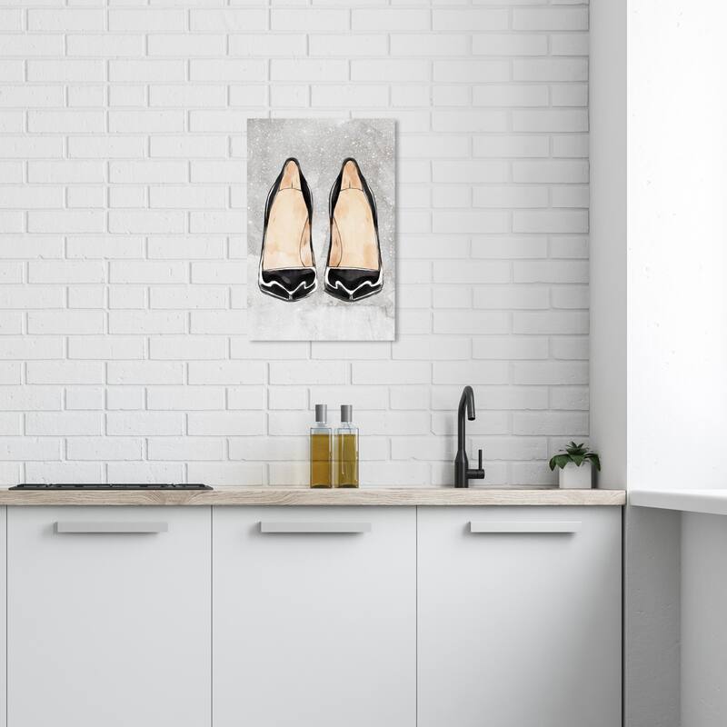 Wynwood Studio Canvas Fashion and Glam Heels to Impress Tall Black and Glam Wall Art Canvas Print - 24 x 16