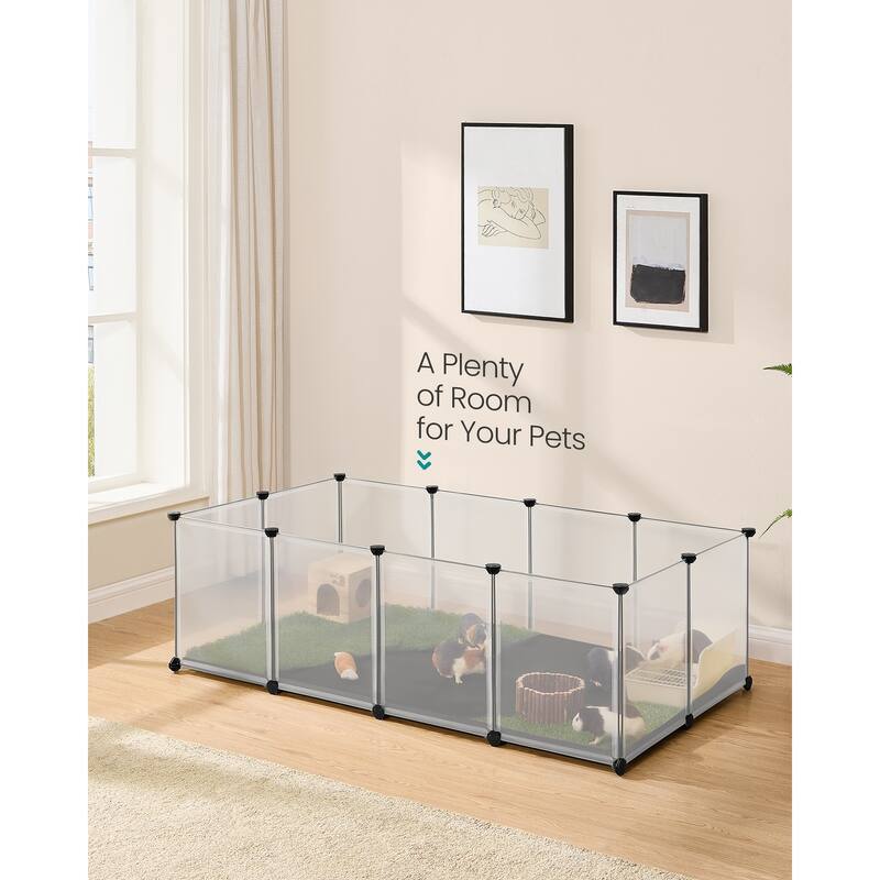 Black Metal Guinea Pig Playpen with Removable Oxford Fabric Mat, Foldable Pet Enclosure