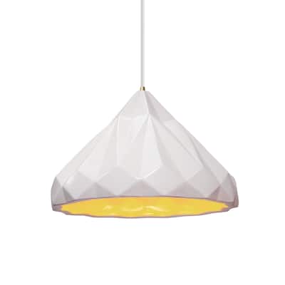 Radiance Collection Geometric 1-light Matte White and Champagne Gold Pendant with White Cord