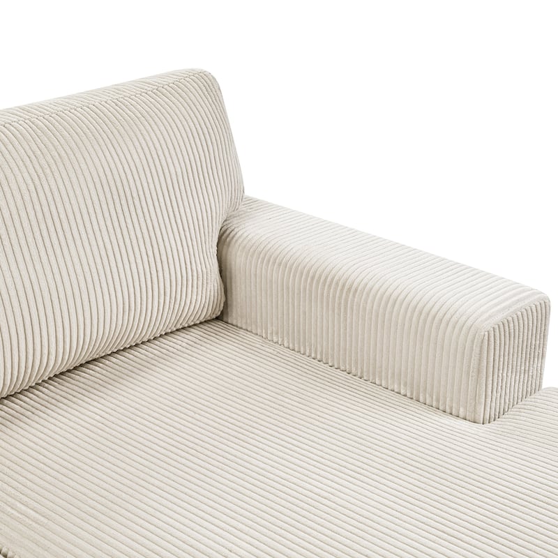 115.3" Corduroy U-Shaped Sectional Sofa with Chaise Lounge and Throw Pillows