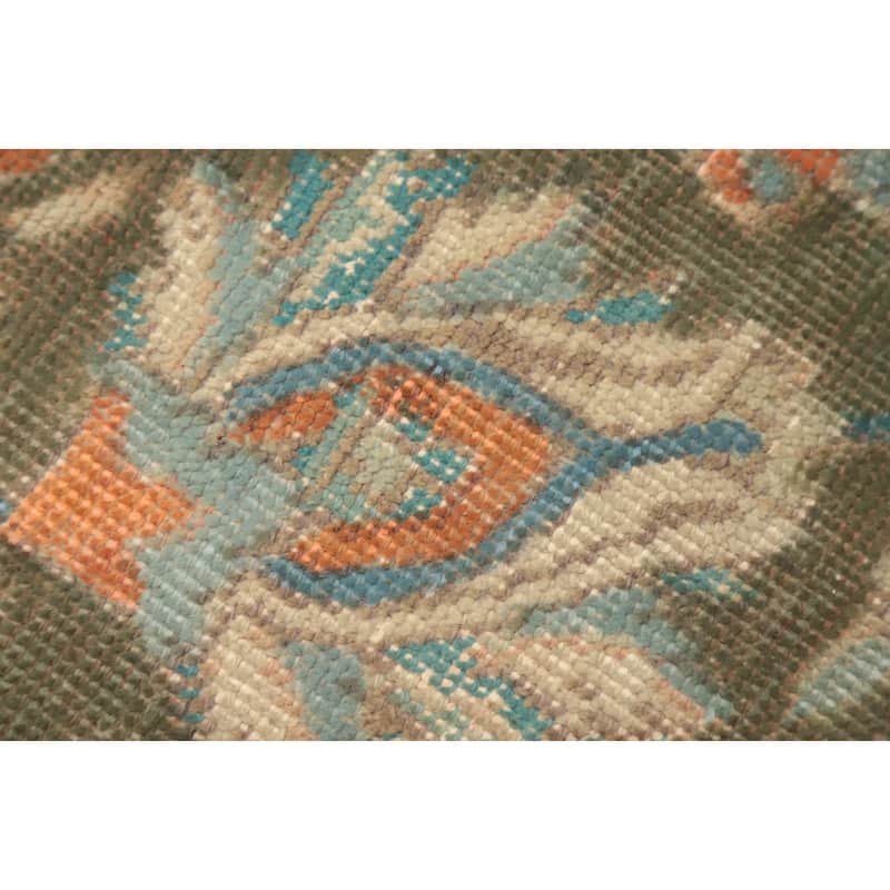 Hand Knotted Oriental 100% Wool Carpet Traditional Floral Green Tabriz Area Rug - 6' 6'' X 4' 4''
