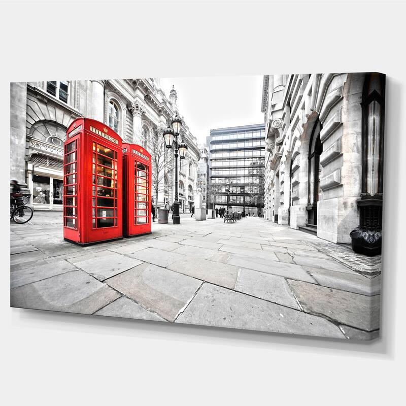 Phone Booths on Street - Cityscape Canvas print