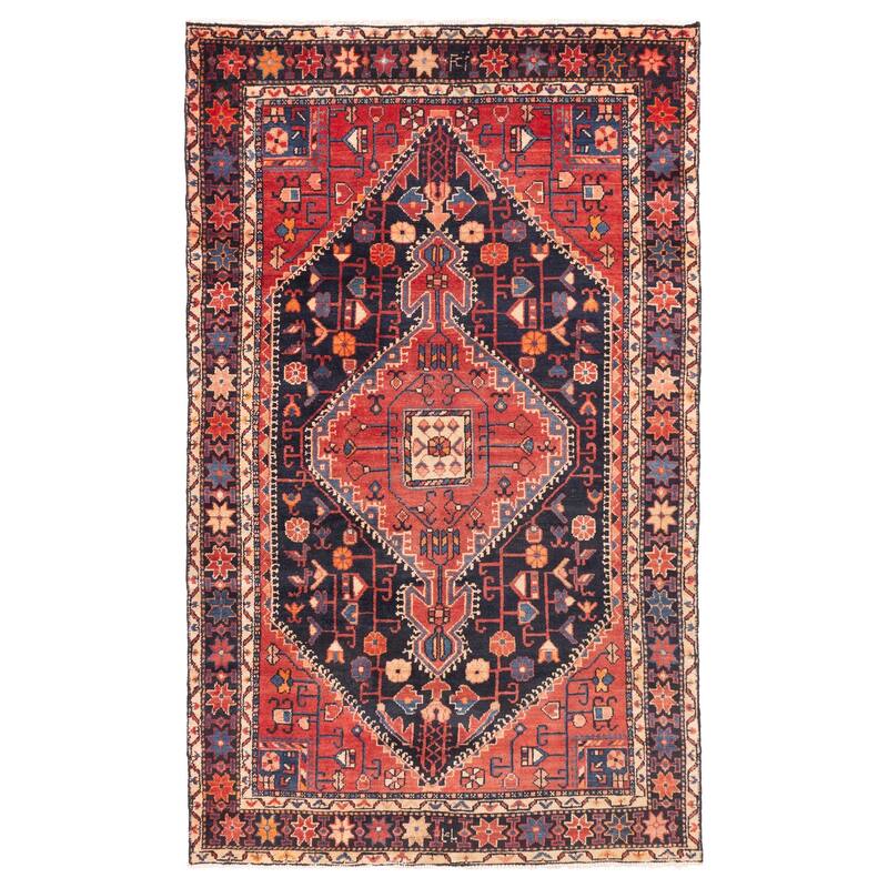 ECARPETGALLERY Hand-knotted Anatolian Vintage Dark Navy Wool Rug - 4'1 x 6'10