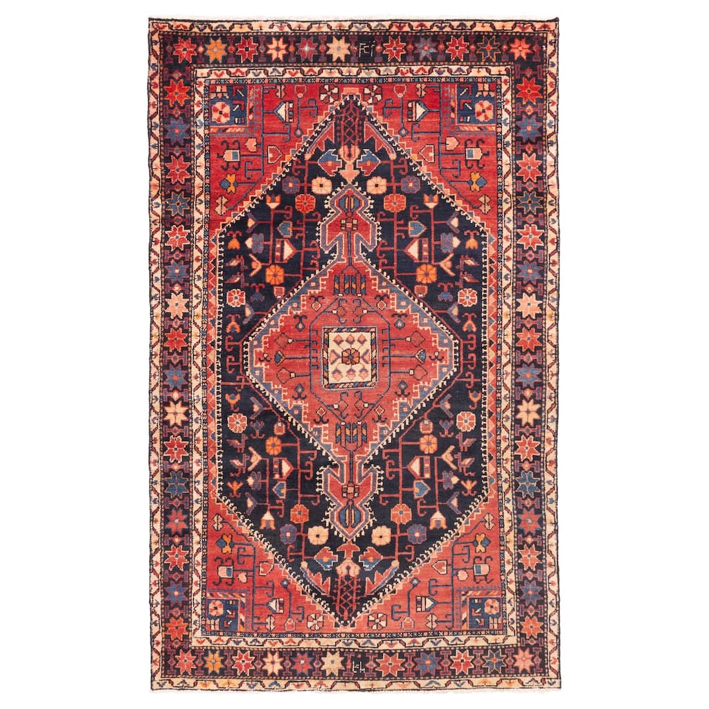 ECARPETGALLERY Hand-knotted Anatolian Vintage Dark Navy Wool Rug - 4'1 x 6'10