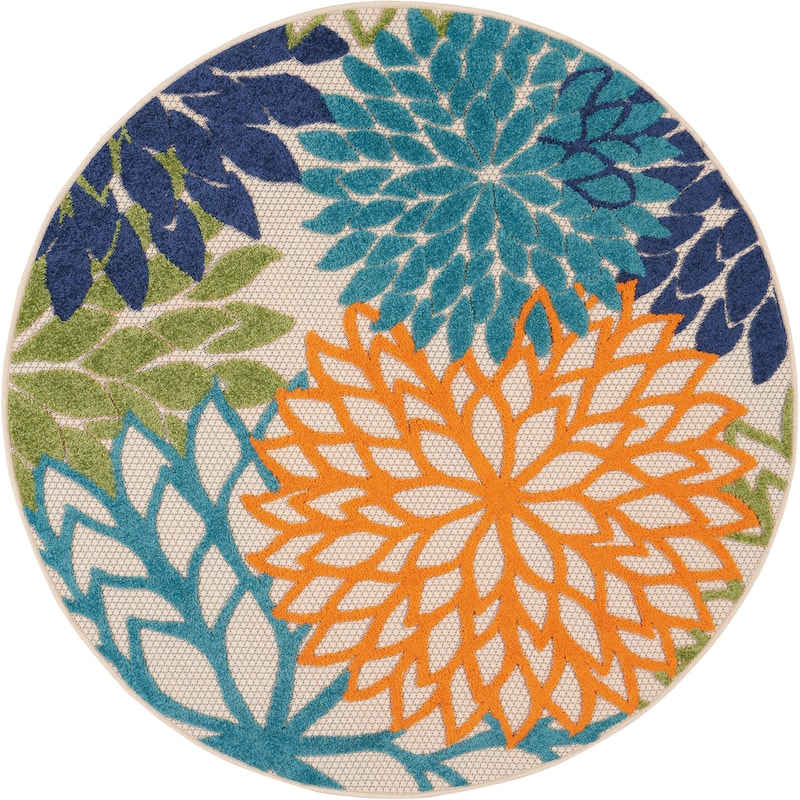 Nourison Aloha Floral Modern, Indoor/Outdoor Area Rug - 5'3" x Round - Multicolor