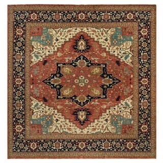 Shahbanu Rugs Chili Oil Red Hand Knotted Antiqued Fine Heriz Re ...