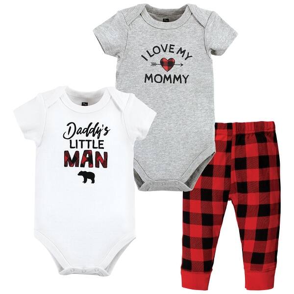 slide 1 of 1, Hudson Baby Unisex Baby Cotton Bodysuit and Pant Set, Buffalo Plaid Family 0-3 Months - Buffalo Plaid Family