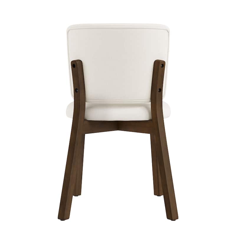 Fabric Upholstered Dining Chairs Set of 2/4 with Wooden Legs, Modern Kitchen Dining Chairs with Back, Walnut Flaxen