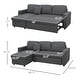 preview thumbnail 3 of 16, HOMCOM Sectional Sleeper Sofa, Linen Fabric L Shaped Couch with Pull out Bed, Reversible Storage Chaise, 3-seat, Dark Grey