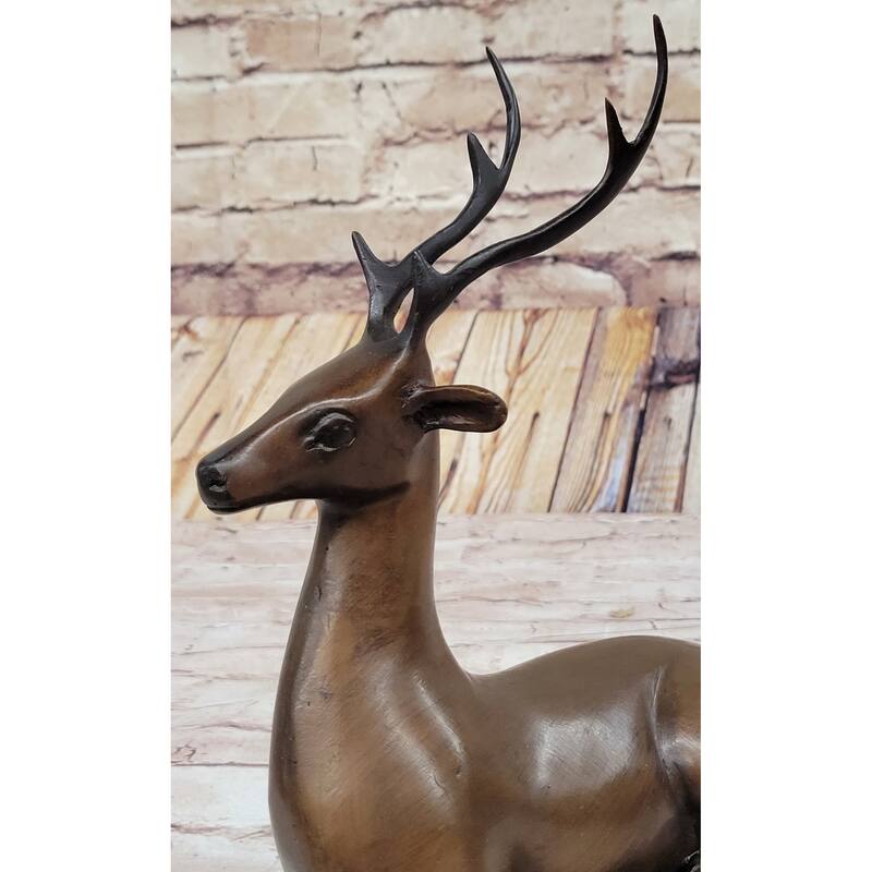 Reindeer Caribou Deer Elk Bronze Statue Sculpture Figurine Signed Original 9.5 Inches X 8.5 Inches