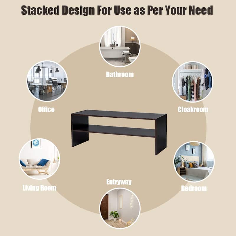 Costway 3 PCS Stackable Shoe Rack 31-Inch Horizontal Organizer 2-tier - See Details