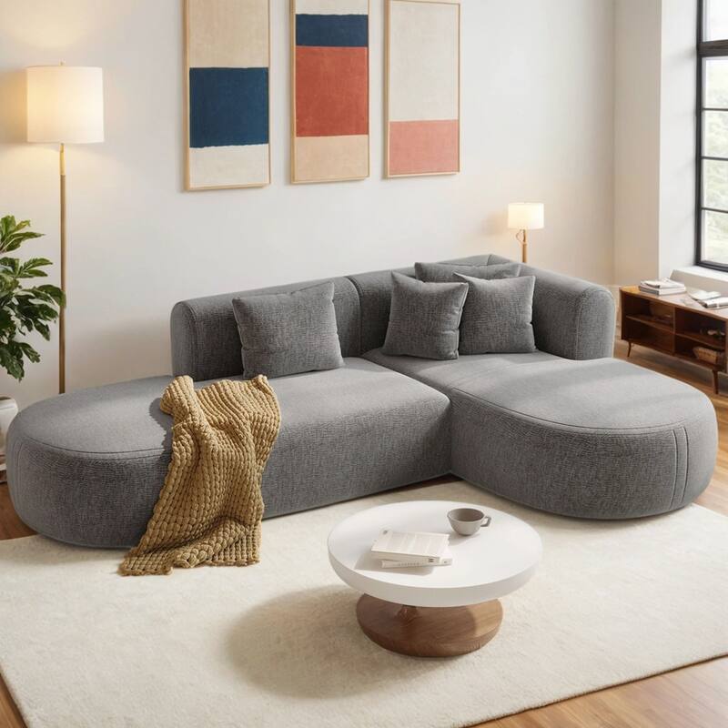 Modular L Shaped Sectional Sofa Modern Corner Couch with Curved Seat