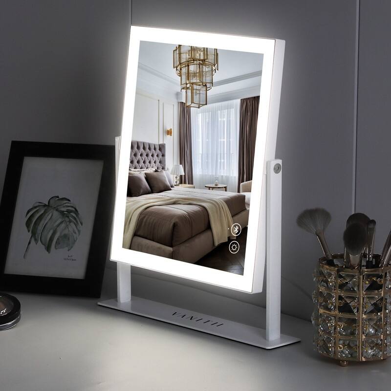 Hollywood Makeup Vanity Mirror With LED Light Strip Bluetooth Speaker Adjustable Color Cute Makeup Tools - N/A