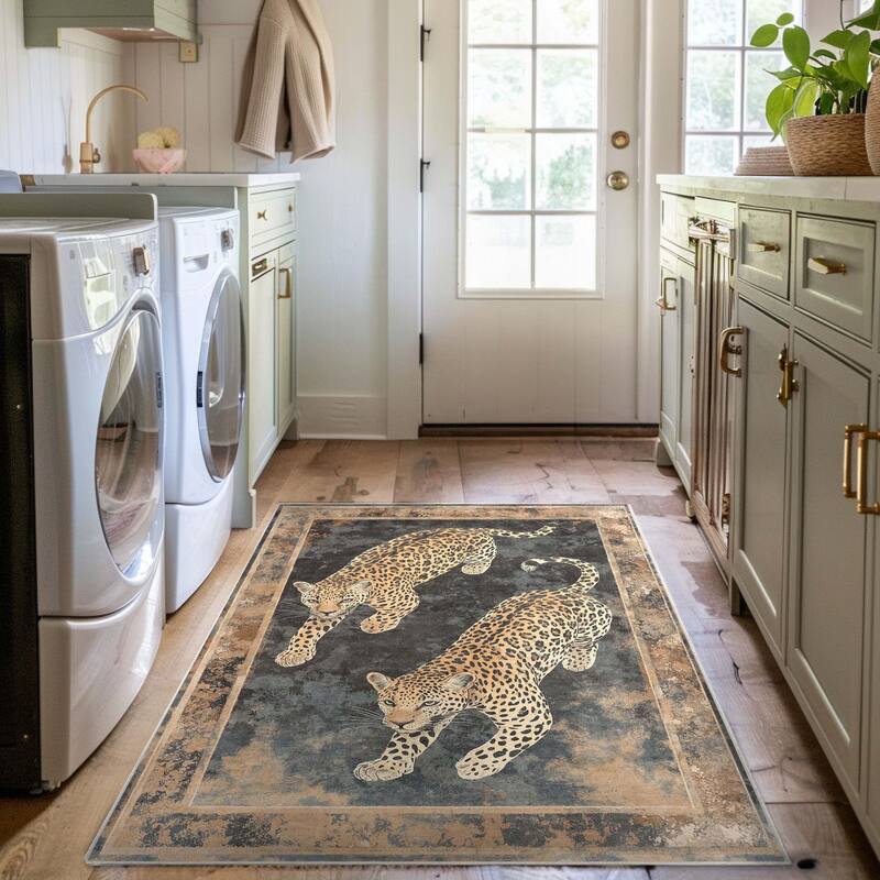 Well Woven Apollo Leopard's Reverie Animal Print Modern Flat Pile Rug