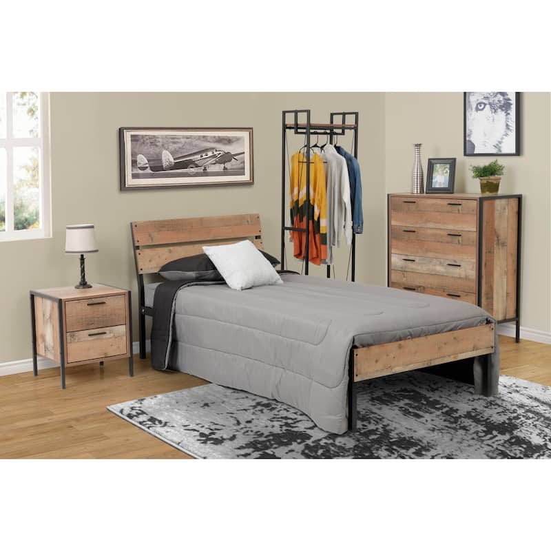 OS Home and Office Model Home Study Desk with Drawer and Cubby Storage Shelves and Rustic Barnwood Laminate