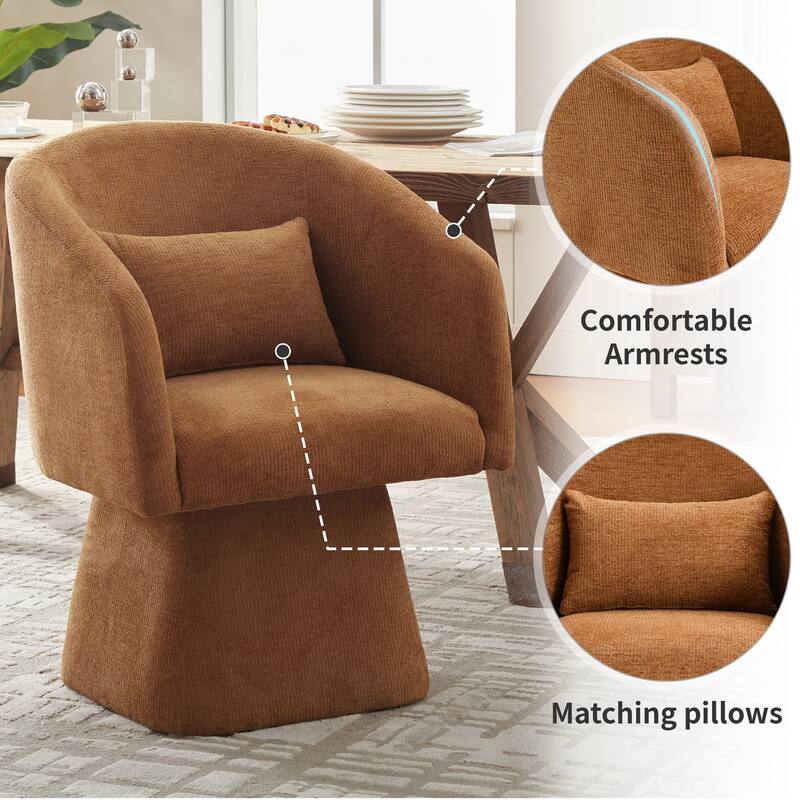 360° Swivel Barrel Fabric Upholstered dining chair with Pillow