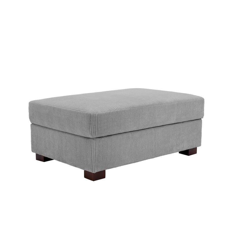 Modern Rectangle Oversized Stripe Corduroy Ottoman