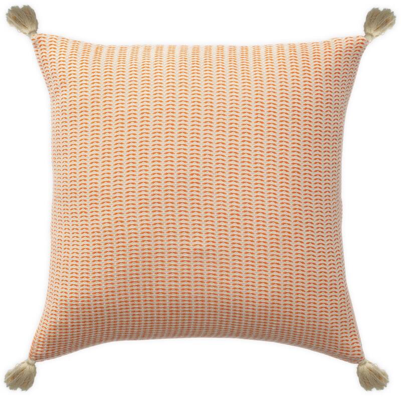 Transitional Striped Square Throw Pillow with Tassels - 18" - Orange